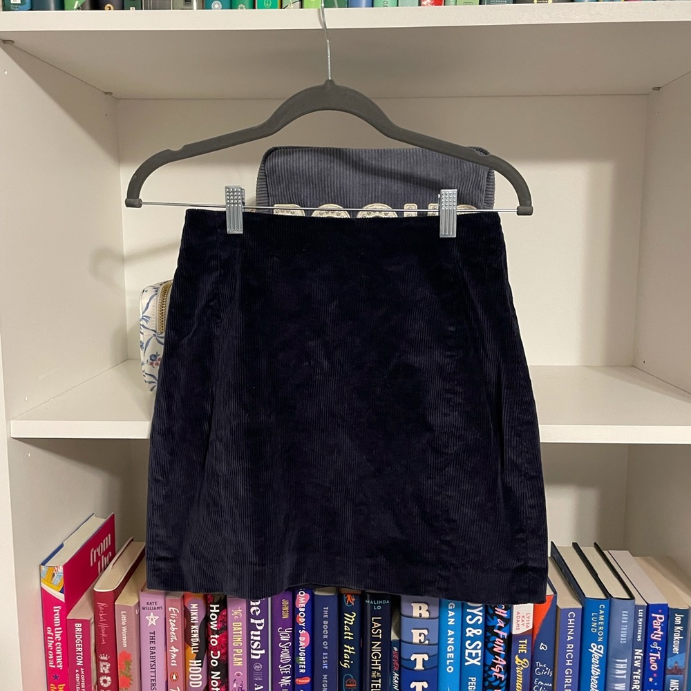Navy blue Aritzia corduroy mini skirt